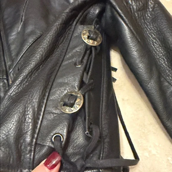 Brandy Melville Black Leather Jacket with Fringe - Picture 9 of 15